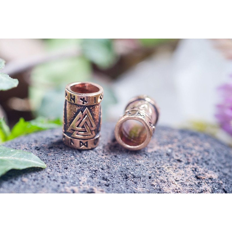 WINDALF Vikings Hair & Beard Pearl Valknut 15 mm Wotans