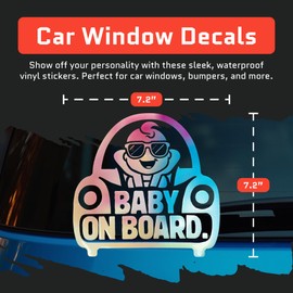 Baby On Board Signs - Safety Sign Decal for Kids, Durable Waterproof Baby On Board Sticker for Cars, Trucks, Van & More | 2 Pack Large UV-Resistant Vinyl Funny Cute Bumper Stickers (7.2" x 7.2")