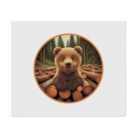 2 x 'Smiling Bear Cub' Microfibre Lens/Glasses Cleaning Cloths (LC00031744)