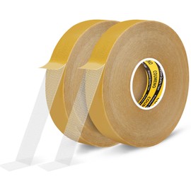 COUMENO 2 Pack 0.79inX66FT Double Sided Mounting Tape Strong Stickness, Easy to Use Yellow