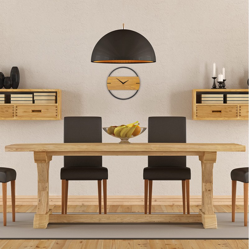 Relaxdays Wall Clock Wood Look Modern Analogue Clock for Kitchen,