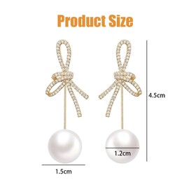 BKEPDY Earrings High Quality Stainless Steel with Gold Plating Stud Earrings with Diamonds and Imitation Pearl Hypoallergenic Weddings Birthday for Women, Alloys, No Gemstone