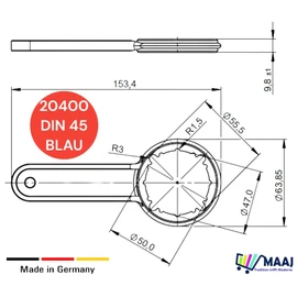 MAAJ Canister Key / Hand Key / Opener for Canister Screw Lid of Choice Various DIN Standards (20400 DIN45 Blue)