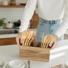 Aramanara Large Wooden Utensil Holder, Rustic Kitchen Cutlery Holder, Wooden