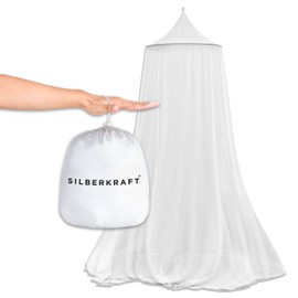Silberkraft Premium Mosquito Net with Hooks Including Dowels, XXL for Double Bed, Bed Canopy with Zip as Mosquito Protection, Mosquito Net for Travel and Home, with Carry Bag