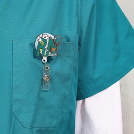 Hanreshe Retractable Badge Holder, RN Medical Design ID Card Reel, Nurse Stethoscope Badge Clip, Teal