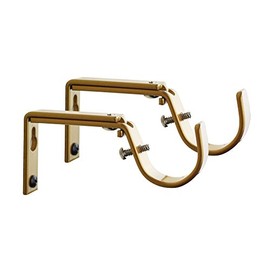 MERIVILLE Set of 2 Gold Curtain Drapery Rod Bracket for 1-Inch Rod, Adjustable