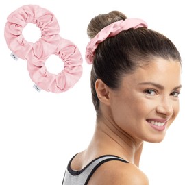 The Perfect Haircare Microfiber Hair Scrunchies Anti Frizz & Silky Straight - Ponytail / Bun Holder - Quick Drying & Absorbent - For Curly, Wavy, Long and Short Hair (Pink, 2 Pack)
