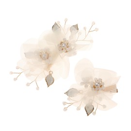 2 Pcs Bridal Hair Clips for Women, Floral Wedding Hair Accessories with Crystal & Pearl, Elegant Side Hair Jewelry for Bride, Bridesmaids & Special Occasions