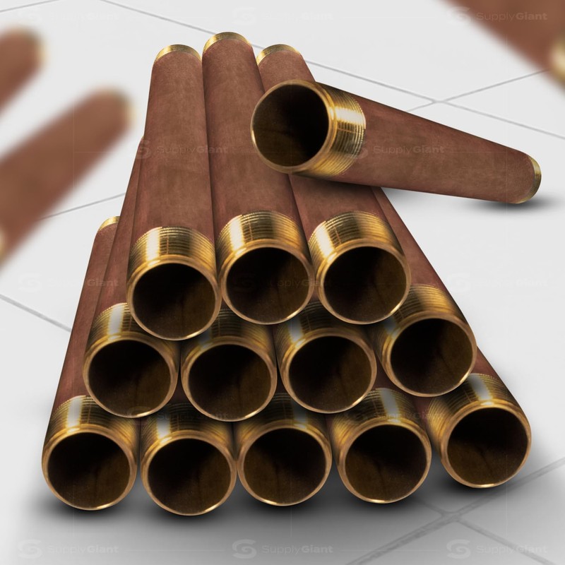 12" Long Brass Nipple Pipe Fitting with 1/2" Nominal Diameter