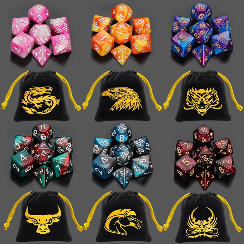 QMay DND Dice Sets - 6 X 7 Polyhedral Dice