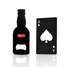 Kitchen Expert Stainless Steel Bottle Openers Combo | Set of 2 | Ace of Spade Card Shape | Beer Shape Opener | Bar Tools | Soda Opener |Unique Design | Barware Accessories | Black