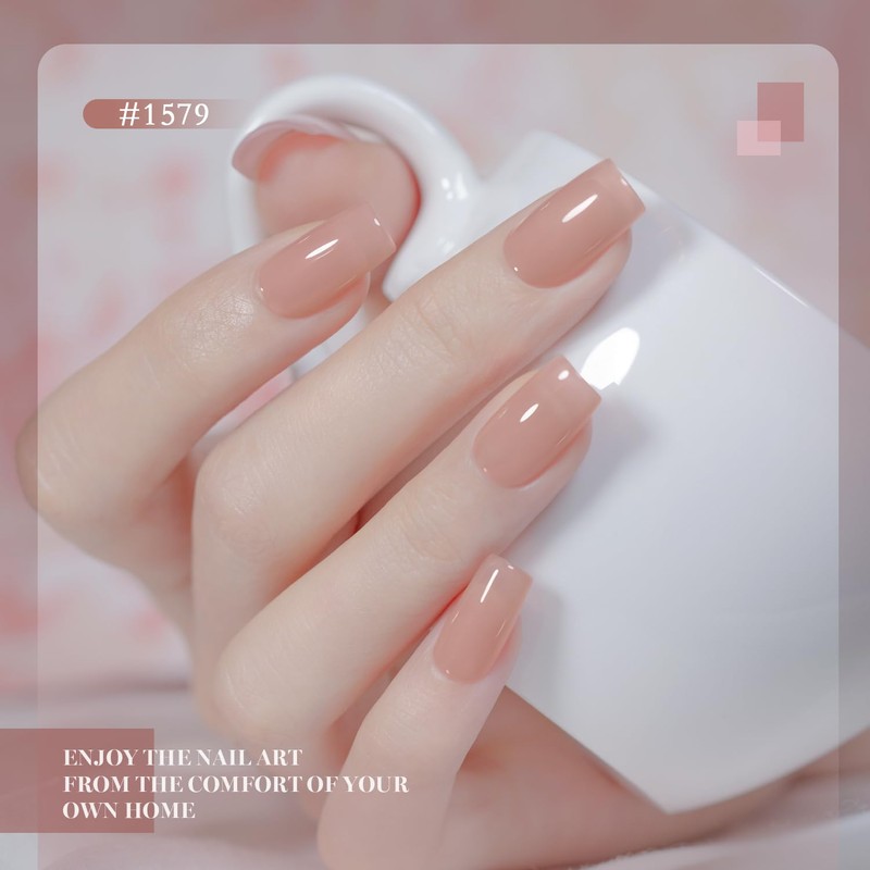 Nude Pink Gel Nail Polish Set 6 Pcs Transparent Neutral