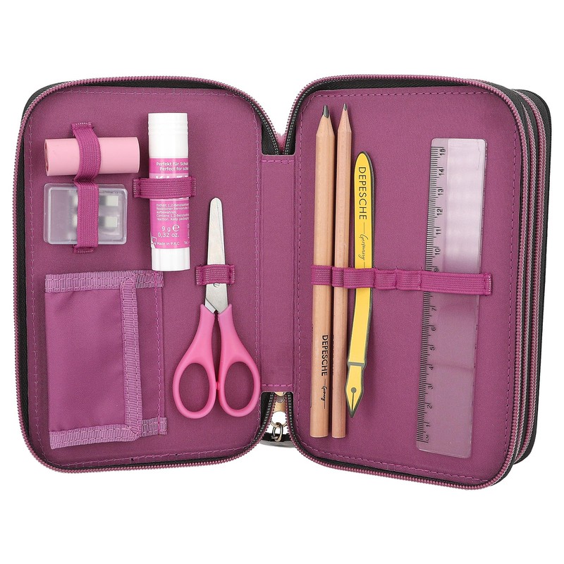 Depesche 13017 TOPModel Rebel Kitty - Filled 3-Compartment Pencil Case