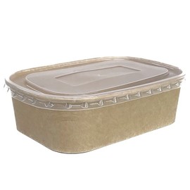 Niche Plus Disposable Containers with Lid, Unbleached, Bento Containers, 22.9 fl oz (650 ml), Pack of 10