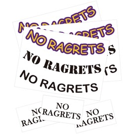 6 Sheets No Ragrets Temporary Tattoos - Funny Phrase Tattoo Stickers for Face, Arm, Body, and Hand