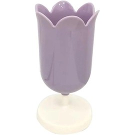 YuanHolumid Purple Pen Holder for Desk, Plastic Tulip Pen Holder Girl Small Makeup Box Cute Stationery Organizer Pencil Stand Case Pencil Cups Desktop Decoration Pencil Holders Desk Supplies Holders