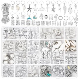 255 PCS Silver Hair Jewelry for Braids, 38 Styles Loc Jewelry Charms for Women Men, Metal Hair Cuffs Rings Clips for Dreadlock Accessories