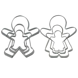 6 PCS Gingerbread Cookie Cutter Set Stainless Steel Gingerbread Boy and Girl Shaped Cookie Candy Food Molds by Baryuefull