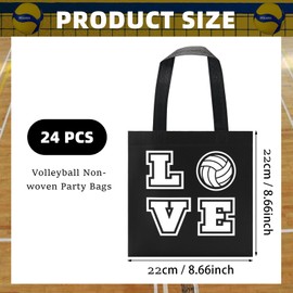 KERINGO KERINGO 24 Pieces Volleyball Gift Bags Volleyball Party Treat Bag with Handles 8.66 x 8.66 Inch Volleyball Non Woven Gift Bags Volleyball Candy Goodie Snack Bags for Sports Birthday Party Decor