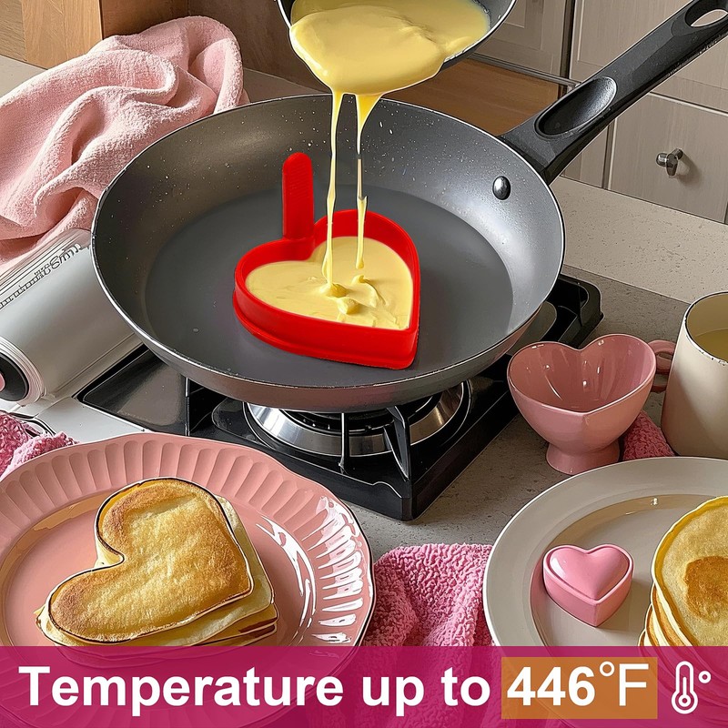 Heart Silicone Pancake Molds, 2 Pack Silicone Pancake Molds for