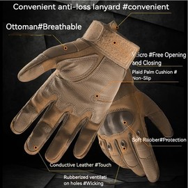 AlloTemlass Tactical Hard Knuckle Gloves | Touchscreen Fingers, Impact Protection, Breathable | Durable for Shooting, Hunting, Outdoor Work-Tan, Large