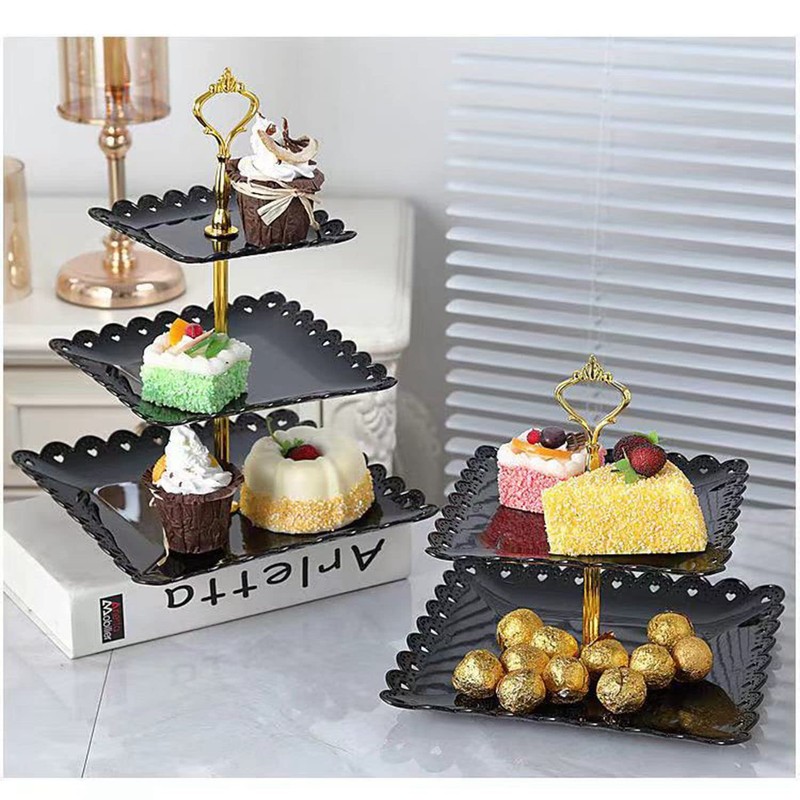 Wagoodter 3-Tier Plastic Dessert Stand Cupcake Stand Fruit Candy Display