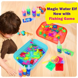 KIKEBEBI Magic Water Elf Toy Kit Upgrade, Splash & Snag Water Pet Adventure, 10 Gels (2 Glow in The Dark), 6 Molds, 2-in-1 DIY Water Pet Craft & Fishing Game, STEM Learning Toys, Fun Gift for Kids