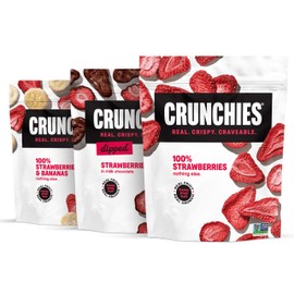 Crunchies Freeze-Dried Fruits, 100% All Natural Crispy Fruit, Non GMO and Kosher, Resealable Freeze Dried Fruit Snack Packs, Pack of 6 (Strawberry Lovers Variety Pack)