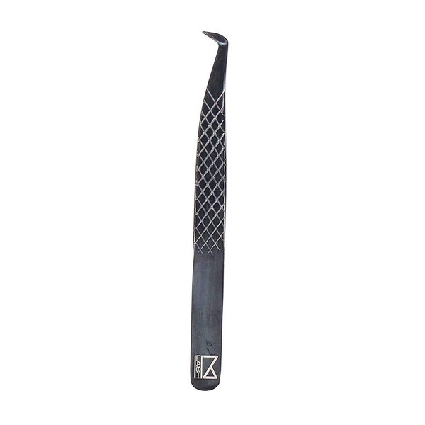 M LASH Eyelash Extension Tweezer - Professional & Precision Lash Tweezer for Eyelash Extensions - Japanese Steel, Diamond Grip, Fiber Tip (X4, Black)