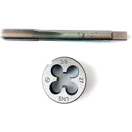 HUAZHICHUN 1PC 3/8-27 UNS Tap + 1PC 3/8-27 UNS Die, HSS Tap and Die Set Right Hand Tap