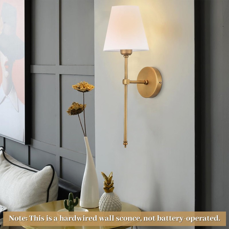 Bsmathom Wall Sconces Sets of 2, Hardwired Classic Brushed Brass