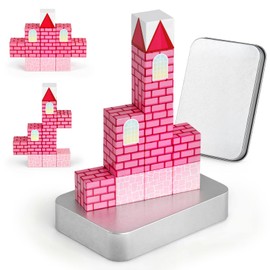 3 otters 12PCS Magnetic Building Blocks, STEM Learning Toys Magnetic Cube Kids Travel Activities with Storage Box for Girls Boys Birthday Gift (Castle)