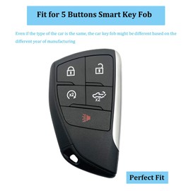 Vruwcey 2 PCS Key Fob Cover for Chevy Accessories 5 Buttons Key Fob Case for Chevy Silverado 1500 Sierra 1500, 2024 2025 Silverado Sierra 2500HD 3500HD Silicone Protector (Black Black)