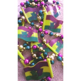 Comedy Tragedy Mard Gras Flag Necklace