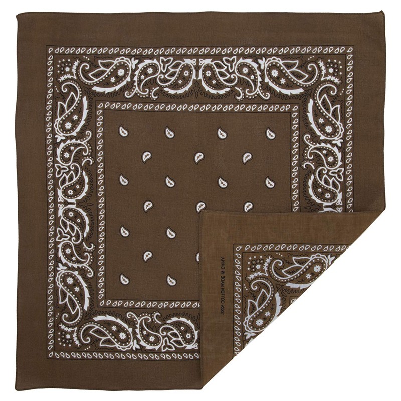 Brown Paisley Bandana - Single Piece 22x22