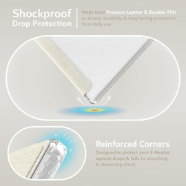 TUDIA SKN FLIP Designed for Onyx Boox Go Color 7 Case (2024) - [Enhanced Auto Wake/Sleep Technology] Shockproof Slim Transparent TPU Back with Textured Leather Trifold 7" Cover (Beige)