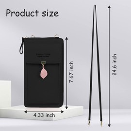 WisePoint Crossbody Phone Bag for Women, PU Leather Shoulder Bag With Zipper, Cellphone Wallet Bags with 3 Layers (black)