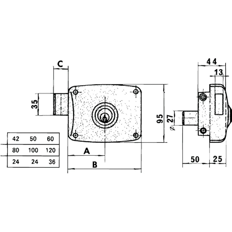 Lince 3017210 Lock 5125-AP/ 80 Right, Gold