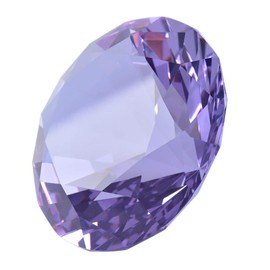Zoogamo 3” / 80 mm Light Purple Diamond Shaped Glass Crystal Paperweight – Home Office Decor & Valentine's Day Gift Wedding Favors Centerpieces Decoration with Gift Box