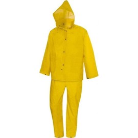PRO-SAFE Waterproof Yellow PVC Rain Suit with Bib Pants & Detachable Hood: Size 5X-Large