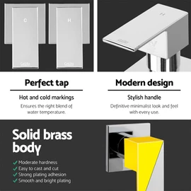 Cefito Shower Tap, 6 x 7 x 8.5cm Mixer Showers Faucet Head Showerhead Tap Bath Accessories Bathroom Toilet Set Kitchen Fixtures Wall, for Hot and Cold Solid Brass Body Silver