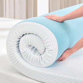 SyMax 4 inch Queen Memory Foam Mattress Topper with Removable Cover, Gel-Infused Memory Foam Mattress Topper, Non-Slip Breathable Bed Topper for Sofa Bed, RV, Camper