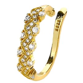 925 Silver Gold - Plated Clip - on Earrings, Braided CZ - Paved Huggie Hoop, No - Piercing Ear Clips for Women, Dainty Daily/Party Jewelry