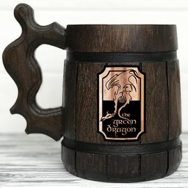 Green Dragon Mug Lord Rings Wooden Beer Stein. Christmas Gift. Fathers Day Gifts. Birthday Gifts For Him. Beer Tankard 17oz