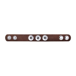 Quiges Women Leather Bracelet Set Red Brown with Brown and Silver 18mm Button 18-20cm
