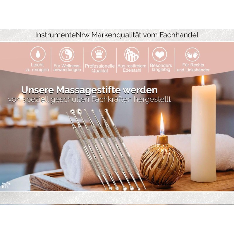 7-Piece Set of Massage Pens Stainless Steel