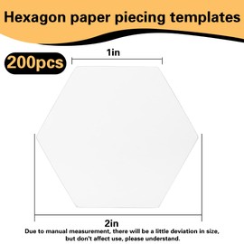 200 Count Paper Piecing Paper Paper Piecing Shapes Hexagon Paper Piecing Templates Quilting Templates for Use in Quilting, Sewing, and Craft Projects(1 Inch)