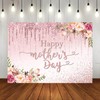 Fitumiw Happy Mother's Day Backdrop 7x5ft Pink Floral Glitter Mother's