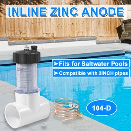 mooncar 2" Inline Zinc Anode Suitable for Saltwater Pools,Pool Zinc Anode with Copper Wire Replacement for 104-D,Sacrificial Anode for Protect Metal Parts